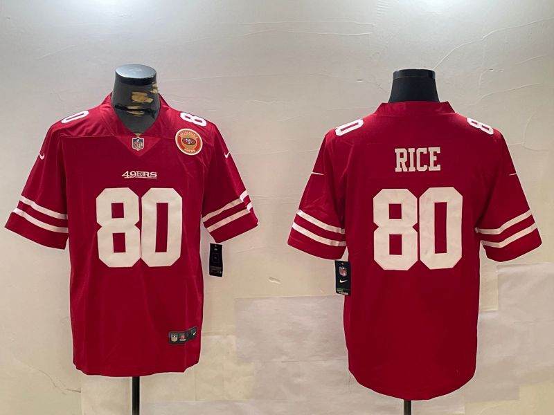 Men San Francisco 49ers #80 Rice Red Second generations 2024 Nike Limited NFL Jersey style 5